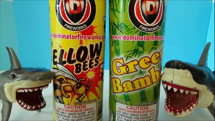 Toy Sharks Lighting Yellow Bees & Green Bamboo Fireworks