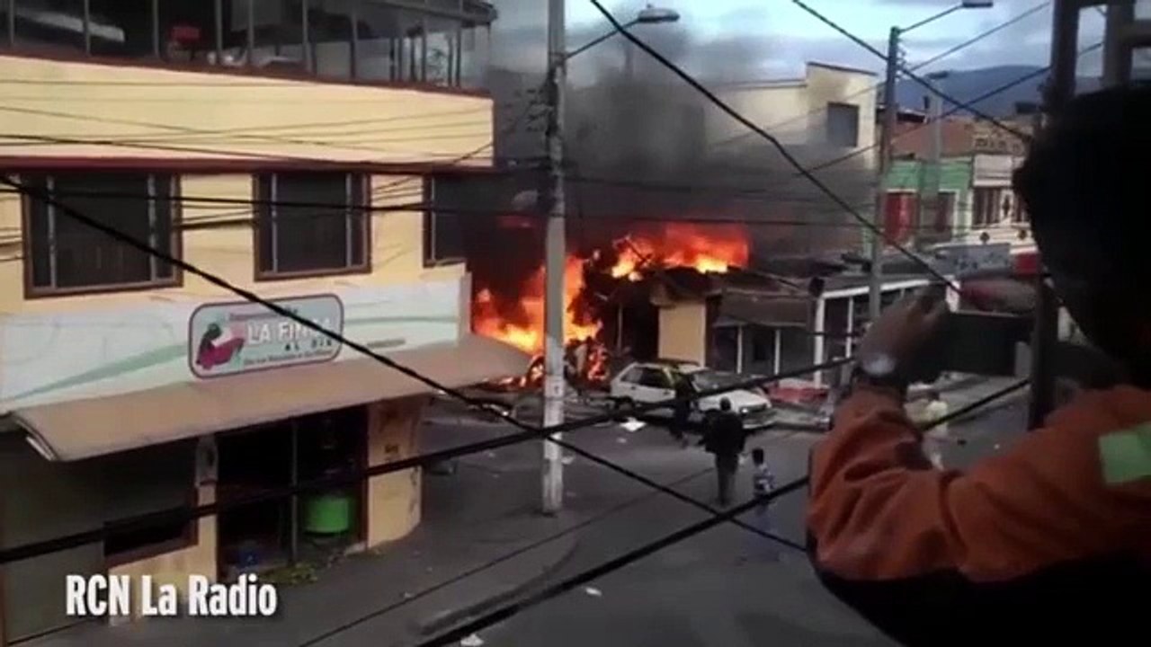 Terrifying footage shows inferno after light aircraft crashes into busy bakery, killing fi