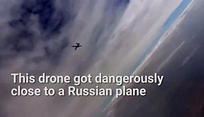 drone dangerously close to russian plan