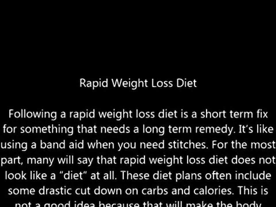 Rapid Weight Loss Diet