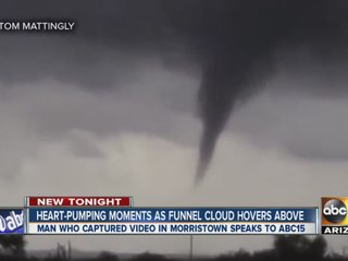 Heart-pumping moment at funnel cloud hovers above Arizona man