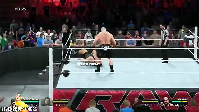 WWE RAW 10-5-15 - Roman Reigns & Brock Lesnar vs Braun Strowman & Big Show - WWE RAW 2K15 Match