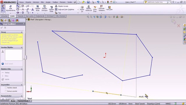 solidworks Çizgi komutu