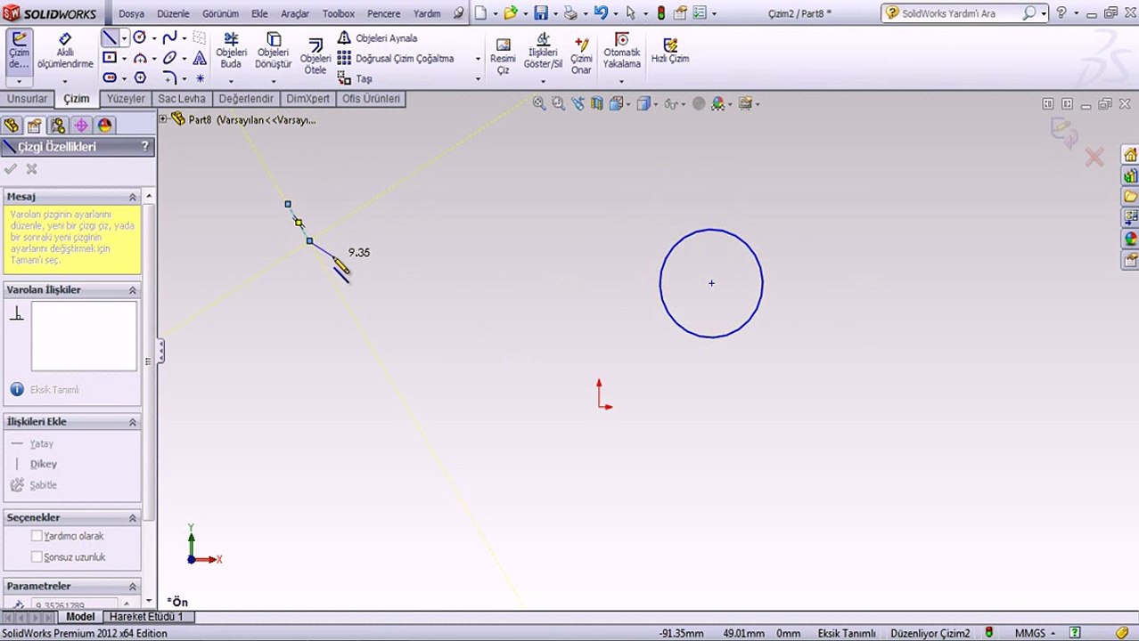 solidworks video türkçe daire çizimi