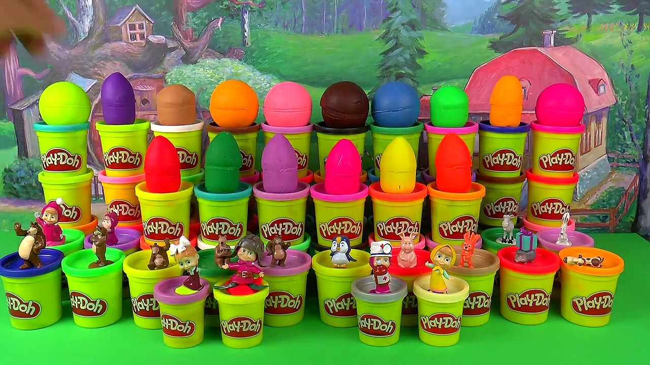 Masha i Medved PlayDoh Surprise Eggs Unboxing E...
