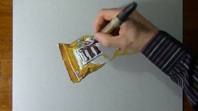 Drawing time lapse a bag of M&M's - hyperrealistic art