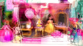 Anna & Elsa Magiclip Dress-up Party with Disney Princess Belle Fairytale Play Doh Frozen Dolls