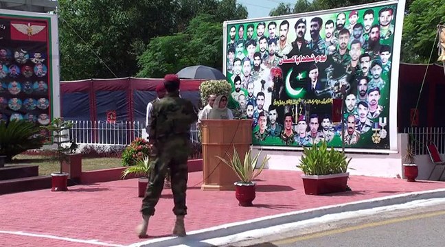 Parents of Capt. Akash Aftab Rabbani Shaheed on Youm e Diffa at SSG headquarters, Tarbella.