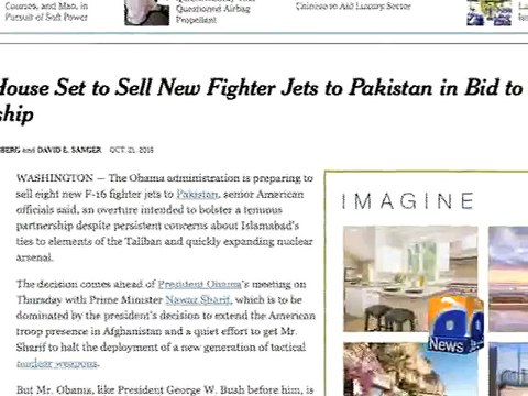 US to sell F16's to Pakistan - Geo Reports - 22 Oct 2015