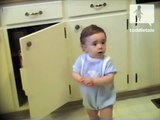 Baby has trouble closing kitchen cabinets