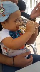 Insane Dad makes drink and smoke his little boy!!