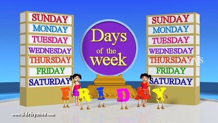 Days of the Week | 3D Nursery Rhymes | English Nursery Rhymes | Nursery Rhymes for Kids