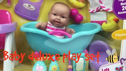 Baby Doll Toy Bubble Bath Time Lunch Time with Cutting Fruits and Vegetables 赤ちゃんのおもちゃ