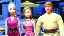 アナとエルサとクリストフがケン人形のハンバーガーショップへ！アナがケンに一目ぼれ？粘土で作ったハンバーガー見てね！