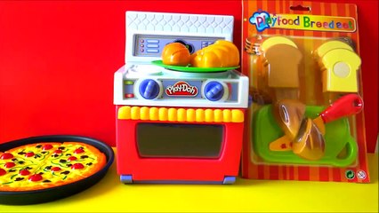 下载视频: Toy Velcro Cutting Food PlayDoh Oven Cooking Baking Pizza Bread Criossant Toy Set Unboxing