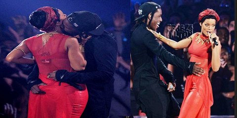 Asap Rocky Kisses Rihanna live on Stage!!!!!!