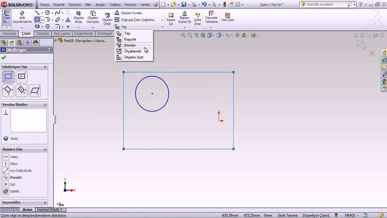 solidworks tutorial türkçe dödürme