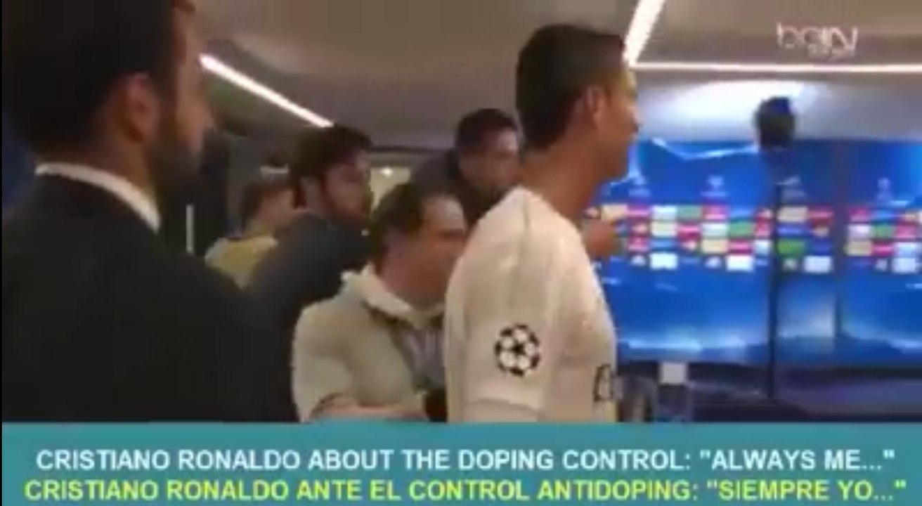 Reacción cristiano ronaldo control antidpoing  - PSG vs Real madrid champions league 2015