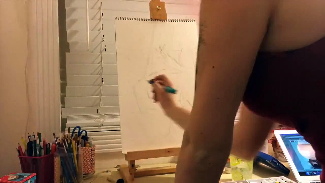 Time Lapse: Smoking Girl Watercolor Painting