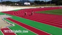 Usain Bolt watch out! Video shows three 30 stone sumo wrestlers battling it out on the RUNNING TRACK