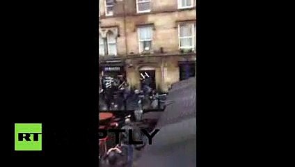 Clashes Football fans battle before Champions League game in Manchester  2015