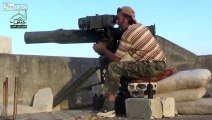 A Syrian patriot engages an assad crime dynasty 9M113 ATGM launcher, with a TOW ATGM: Al G