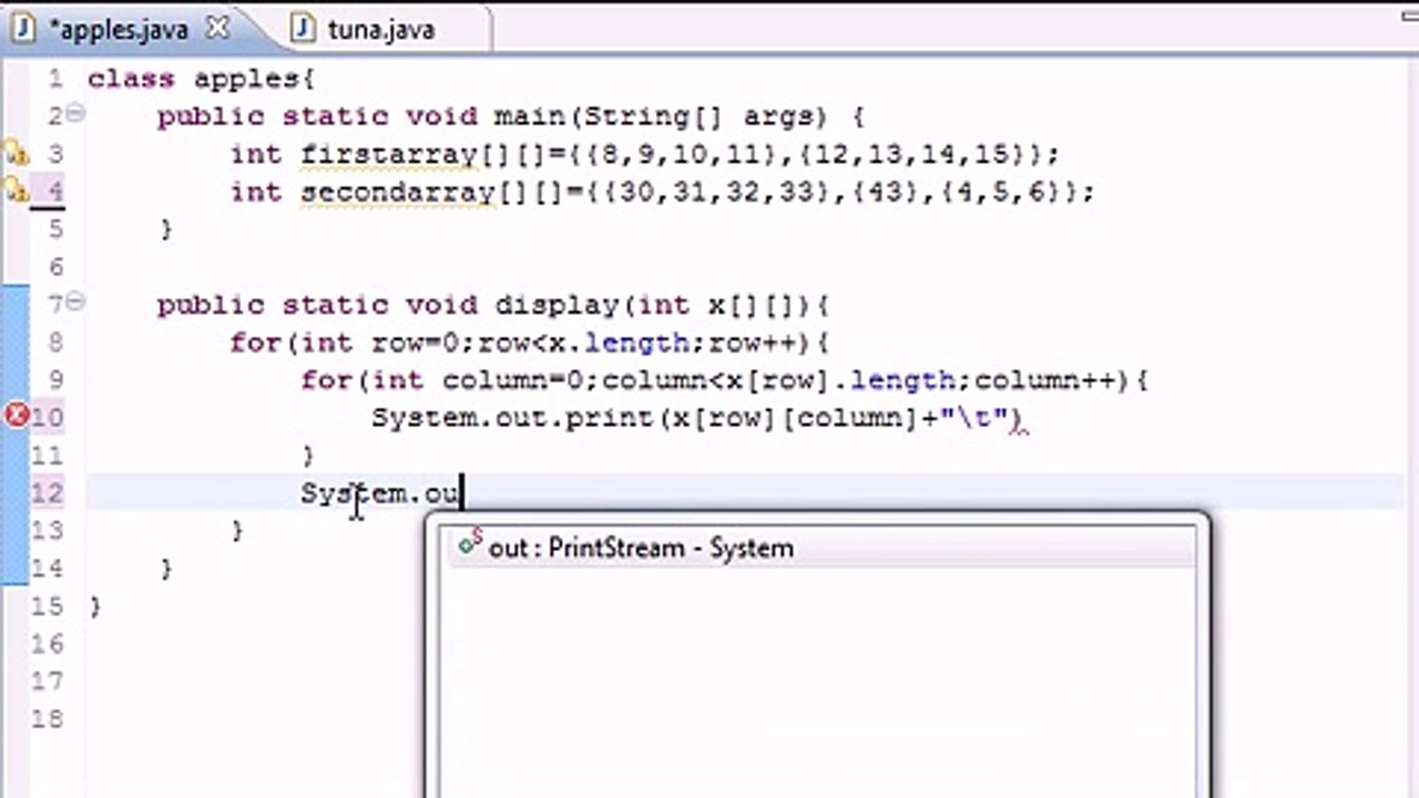 Java Level 1 Tutorial - 34 - Table for Multi Arrays - Sumeet Khan