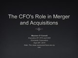 The CFO's Role In Merger and Acquisitions - By Maureen O'Connell