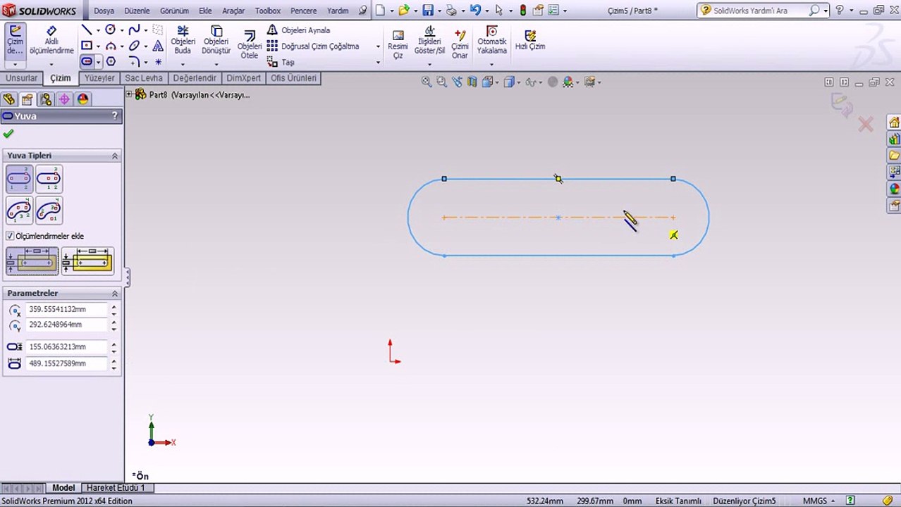 Solidworks eğitim yuva çizimi