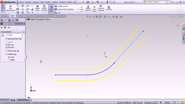 objeleri öteleme solidworks teknik çizim
