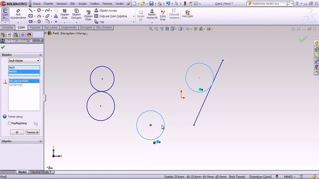 iliskileri göster komutu solidworks teknik çizim