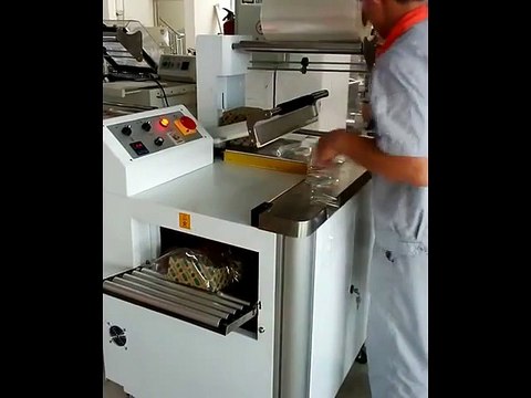 máy cắt dán và rút màng co FM400, máy cắt dán màng co POF,PVC bán tự động