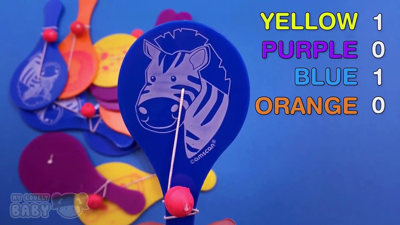 Learn Colours and to Count with Animals Racket Balls Toys! Funny Learning Contest!
