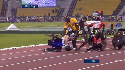 Mondiaux d'athlétisme handisport: un accident spectaculaire sur le 1500m