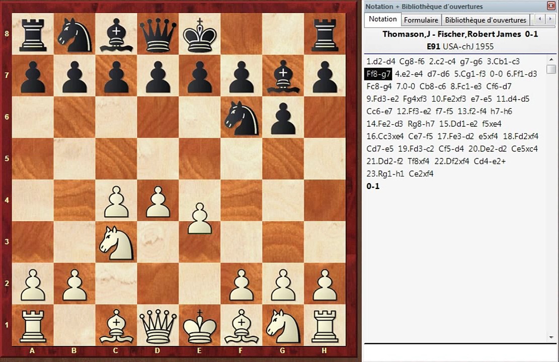 Match Historique entre Thomason (Blanc) et Bobby Fischer (Noir)