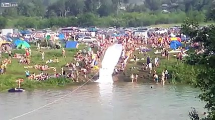 Motorcycle-powered water slide