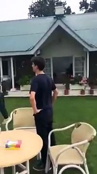 Imran Khan playing cricket with his sons
