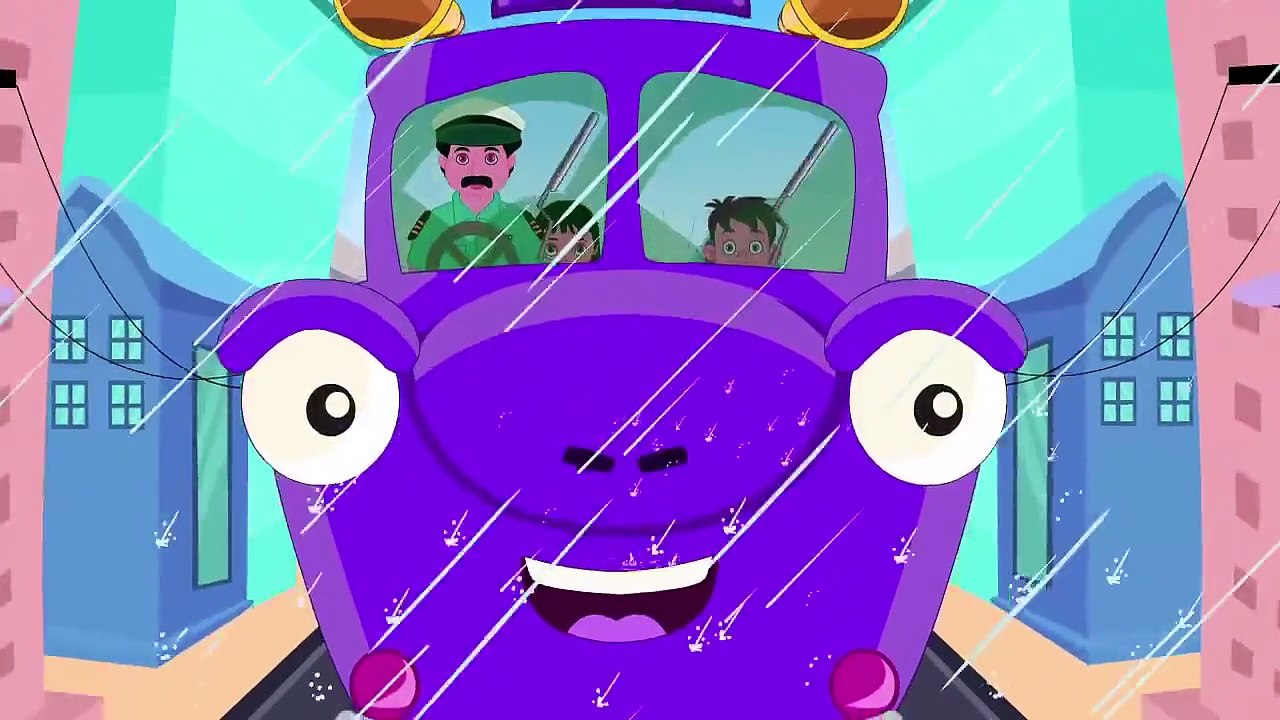 Purple Bus Wheels On The Bus Go Round English Nursery Rhymes For Kids