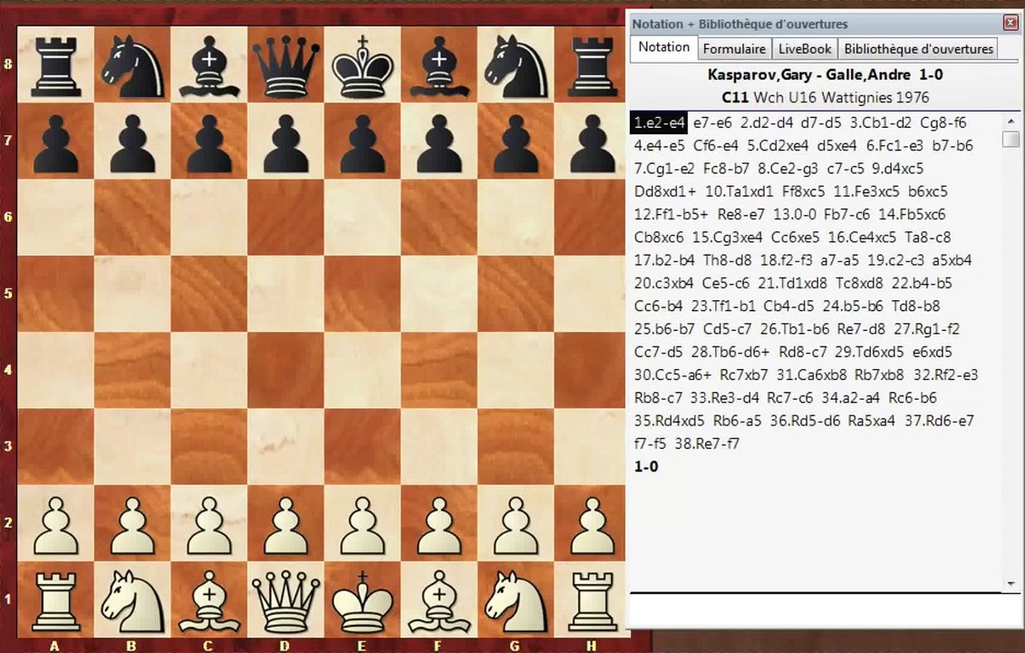 Kasparov VS Galle, Andre Wattignie 1976  1-0(1)