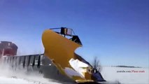 Awesome Powerful Train plow through snow railway tracks