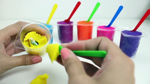 Play Doh Surprise Color Yogurt cups colored with Disney Princess, Minnie Mouse, Dora & Hello Kitty