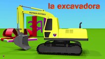 Camiones para niños en español. Juego de construcción: una pala excavadora. Learn Spani