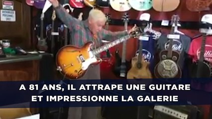 A 81 ans, il attrape une guitare dans un magasin et impressionne la galerie