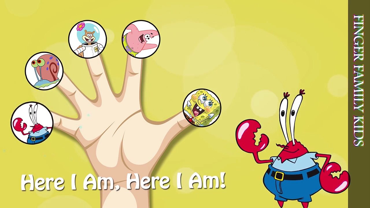 Finger Family Song SpongeBob SquarePants Patrick Sandy Gary Mr. Krabs Nursery Rhyme