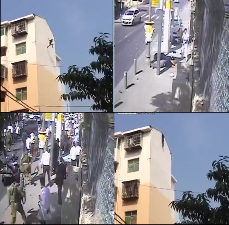 terrorist run over ppl get out And Man hanging off building falls out of exhaustion