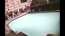 Security Camera Captures Shaking swimming pool, Earthquake