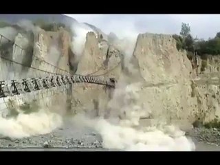 Landslide in Danyore Gilgit after Earthquake in Pakistan
