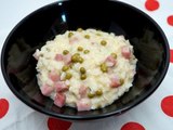 Recette facile et rapide de risotto au jambon, petits pois et mascarpone - Clickncook.fr