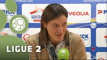 Conférence de presse Clermont Foot - RC Lens (2-2) : Corinne DIACRE (CF63) - Antoine  KOMBOUARE (RCL) - 2015/2016