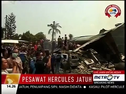 Indonesian military plane crashes in northern Sumatra city of medan; Metro TV Reuters